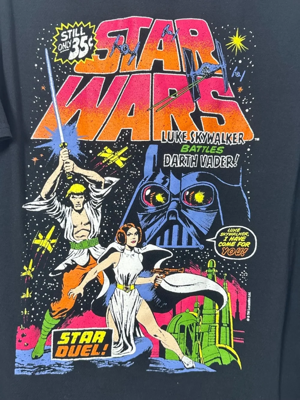 Star Wars Mens XL Star Wars Duel Luke And Leia Comic Book Cover Graphic T-Shirt